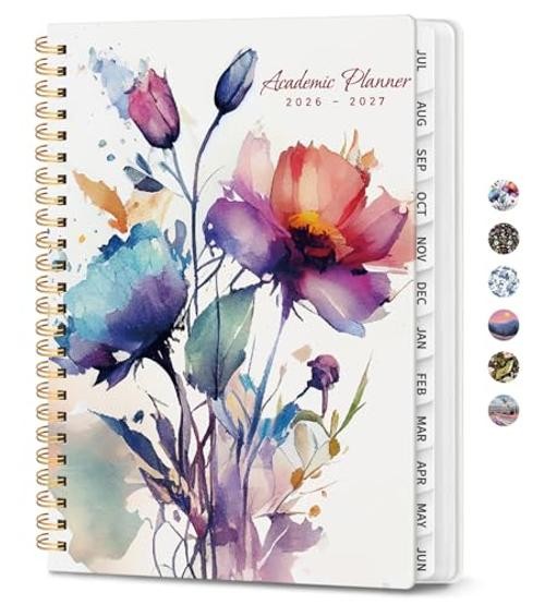 Academic Planner 2026–2027 , Monthly and Weekly 6.3"x8.5" (A5) A-Painted Bloom