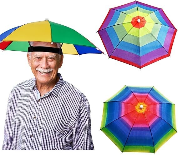 3 Pieces Rainbow Umbrella Hats Camouflage Fishing Cap Beach Umbrella Headband