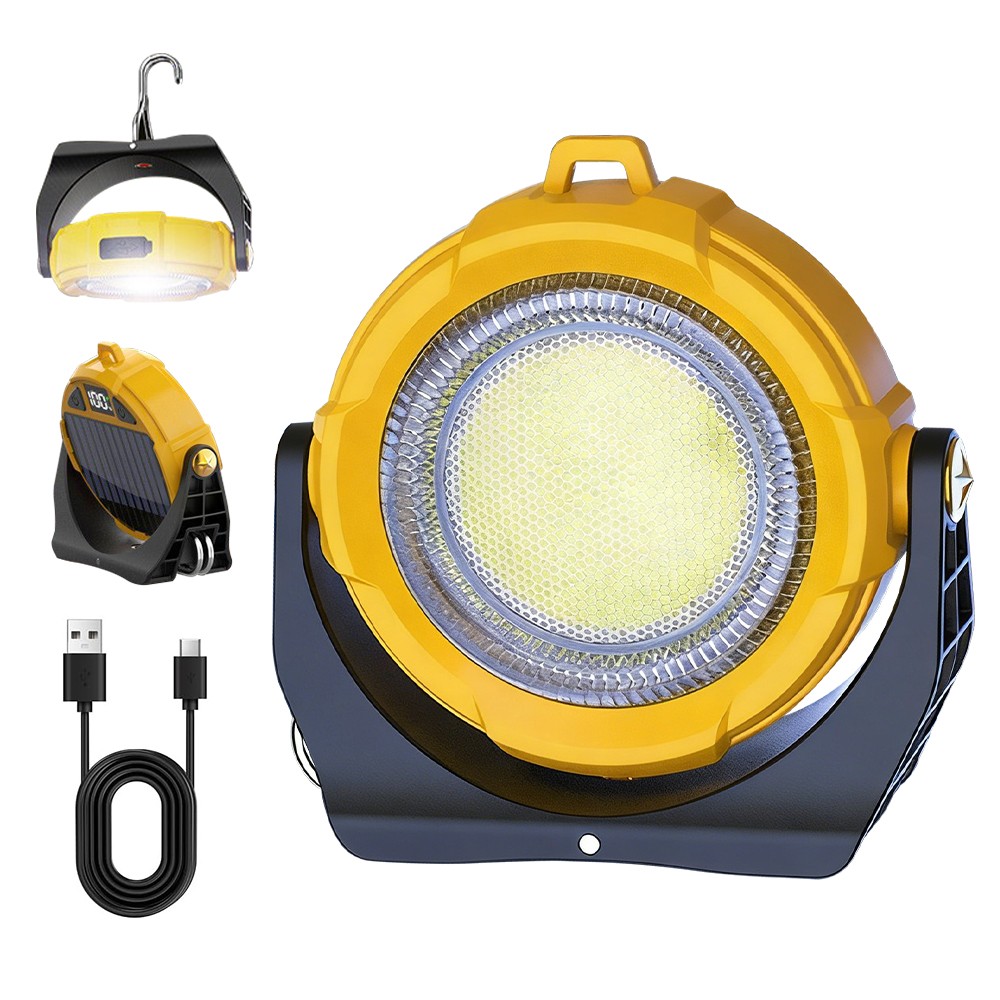 Portable LED Solar Work Light USB Rechargeable Emergency Worklight Security Lamp