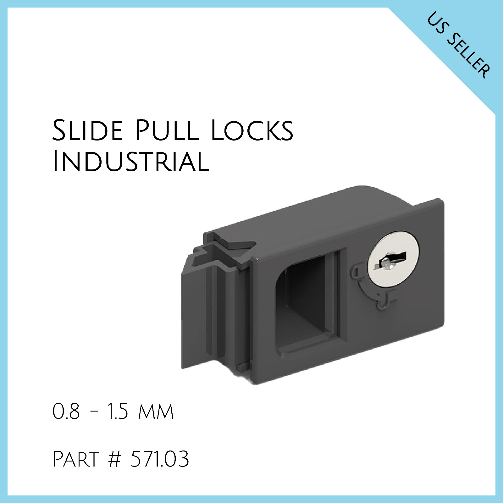 Door Cabinet Lock Black Plastic Recessed Sliding With Cylinder 0.8-1.5 # 57103
