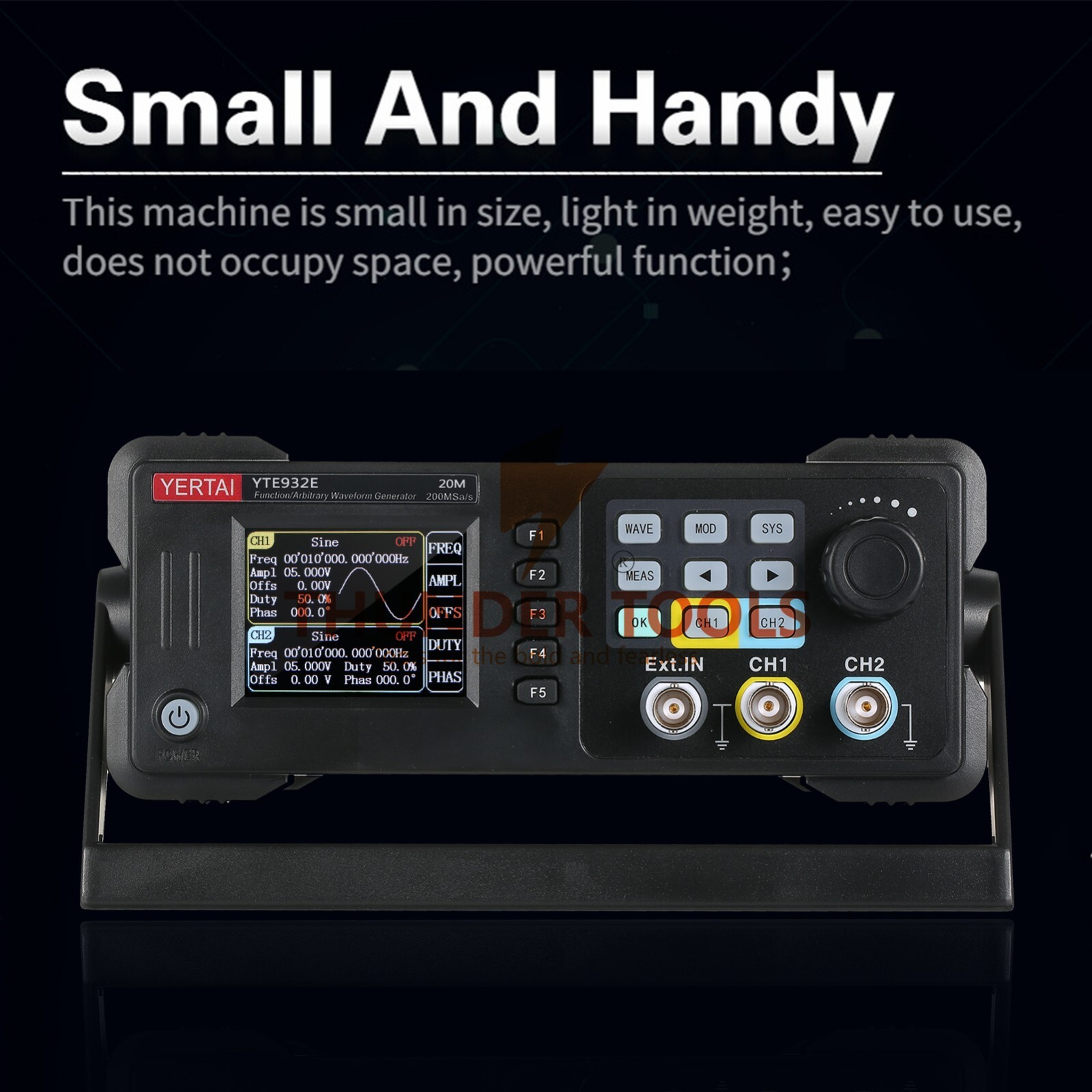 Thundertools 20-60MHz 2-channel Function Arbitrary Waveform Generator Portable