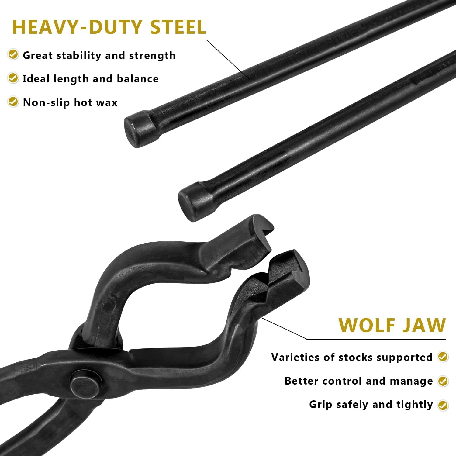 17” V-Bit Bolt Tongs 1.5KG 3.3LB Blacksmith Hammer Kit Tongs and Hammer Tool Set