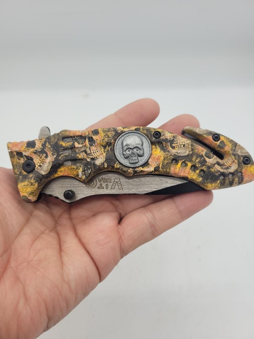 VITO EMT/EMS Rescue Folding Skull Knife w/pocket clip