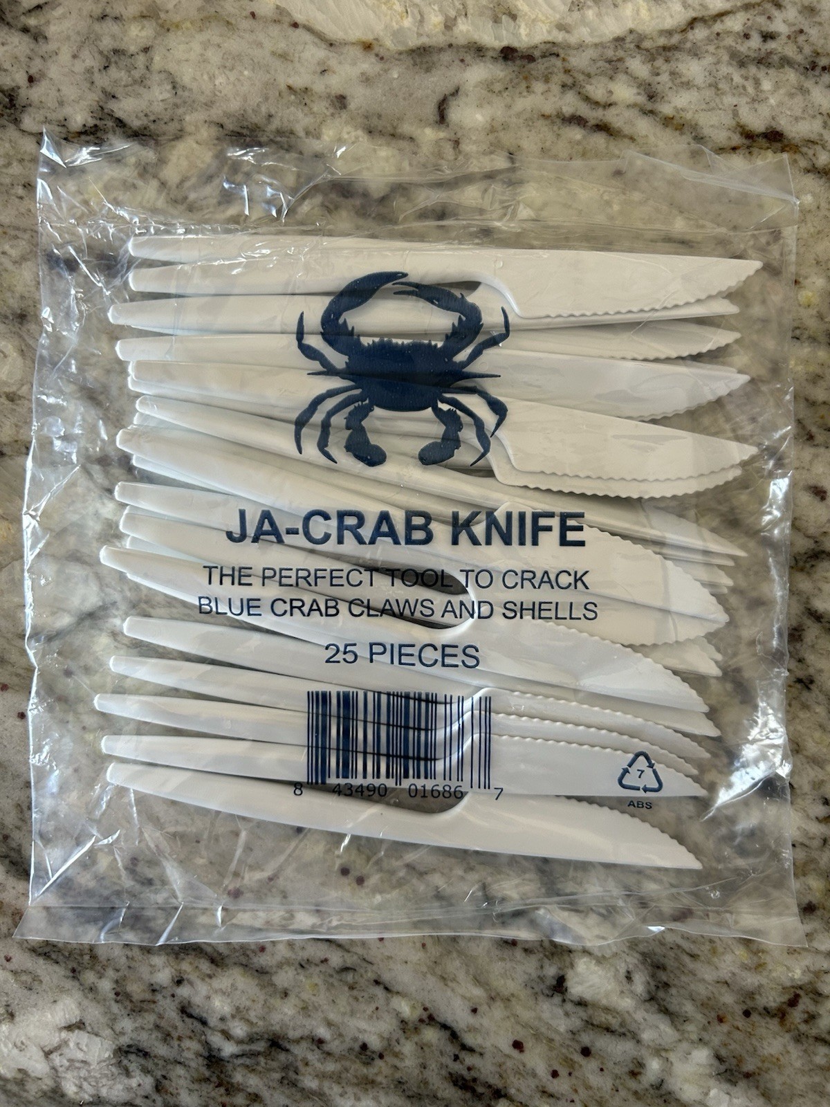 JA-Crab Knives Pack of 25 White Hard Plastic Knives BPA Free Dishwasher Safe