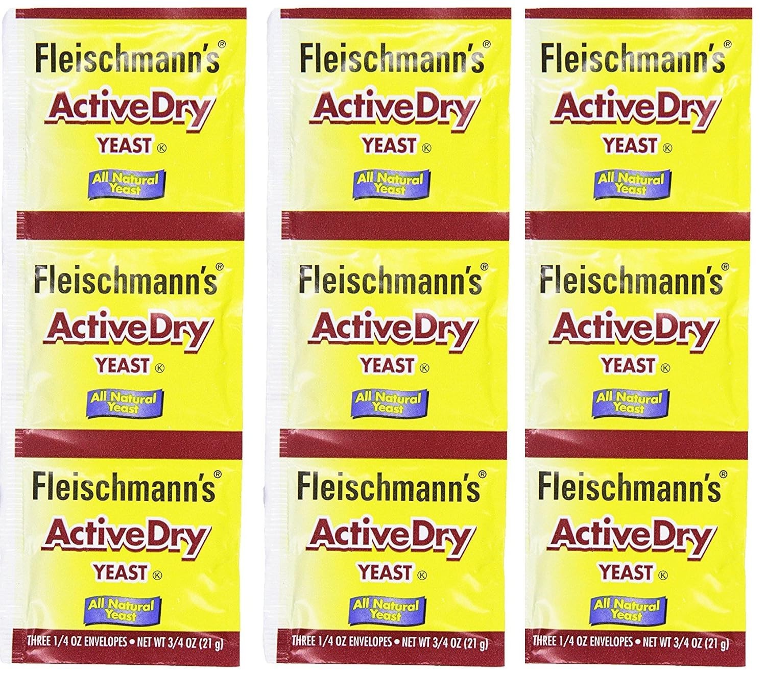 Fleischmann's Active Dry Yeast, 9 x 0.25 Oz Packets for Consistent Rise