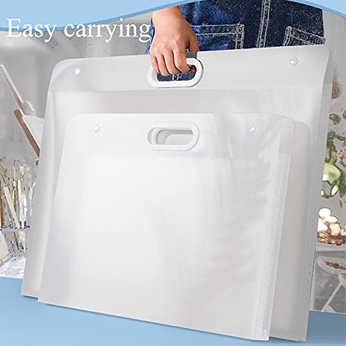 2pcs Plastic Art Portfolio Bag 17.32x13.22inch and 12.99x11inch Arts Storage ...