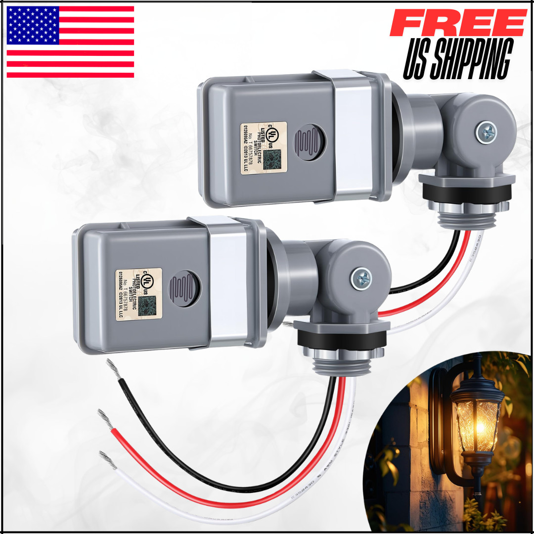 Photocell Sensor For Outdoor Lights 120VAC 120V Swivel Mount IP54 2PK