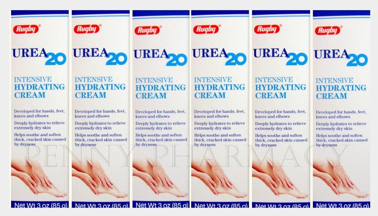 Rugby Urea 20 % Cream  Intensive Hydrating 3oz / 85gm ( 6 pack ) NEW LOOK!