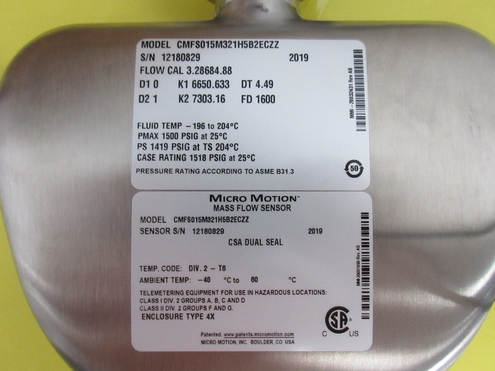 Emerson Micro Motion Elite Coriolis Meter, Transmitter