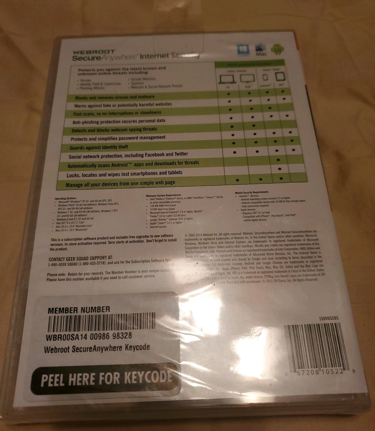 Webroot Secure Anywhere Internet Security Plus (3 Devices) NEW Factory Sealed