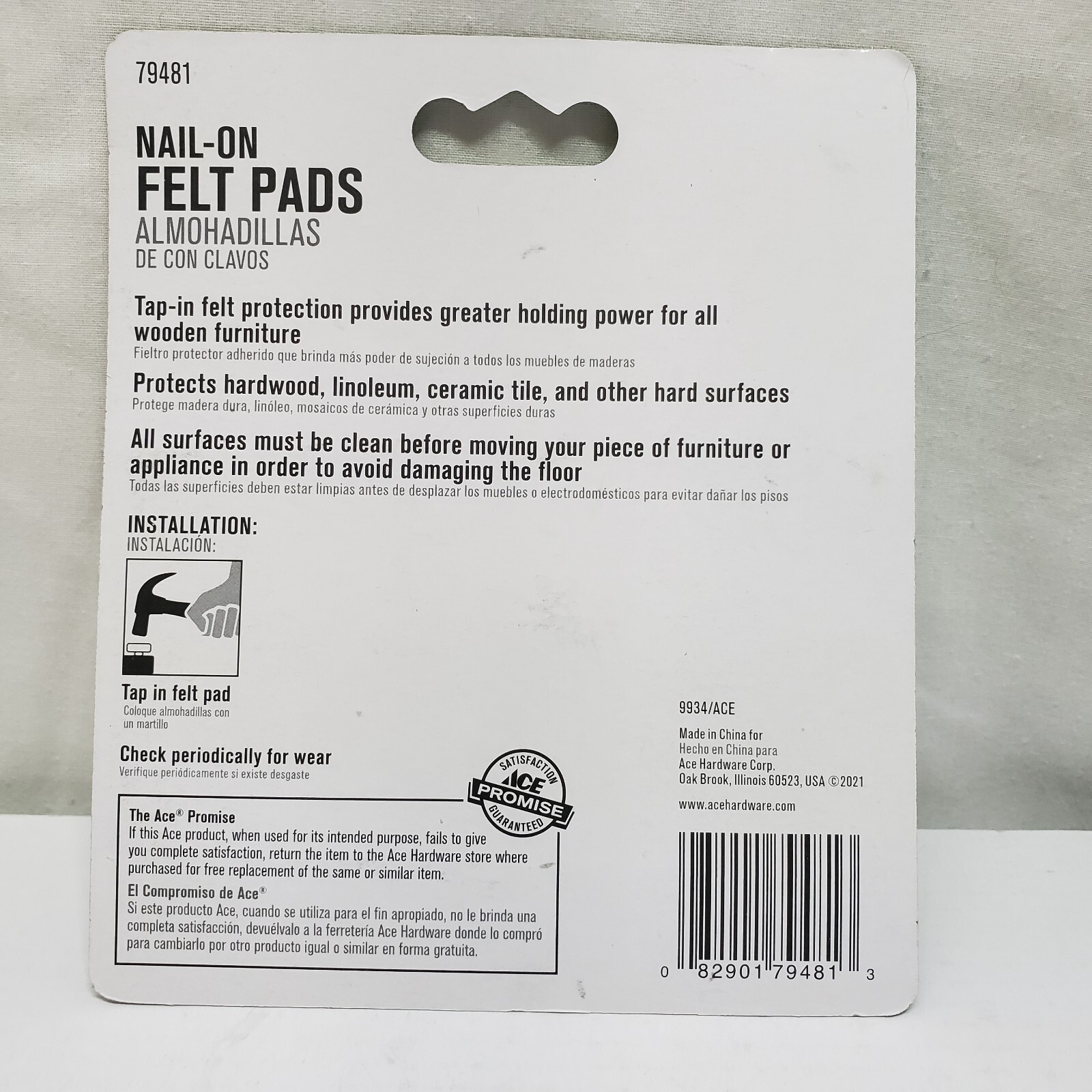 ACE Nail on Felt Pads 8 pcs. 1 " Round #79481 9934