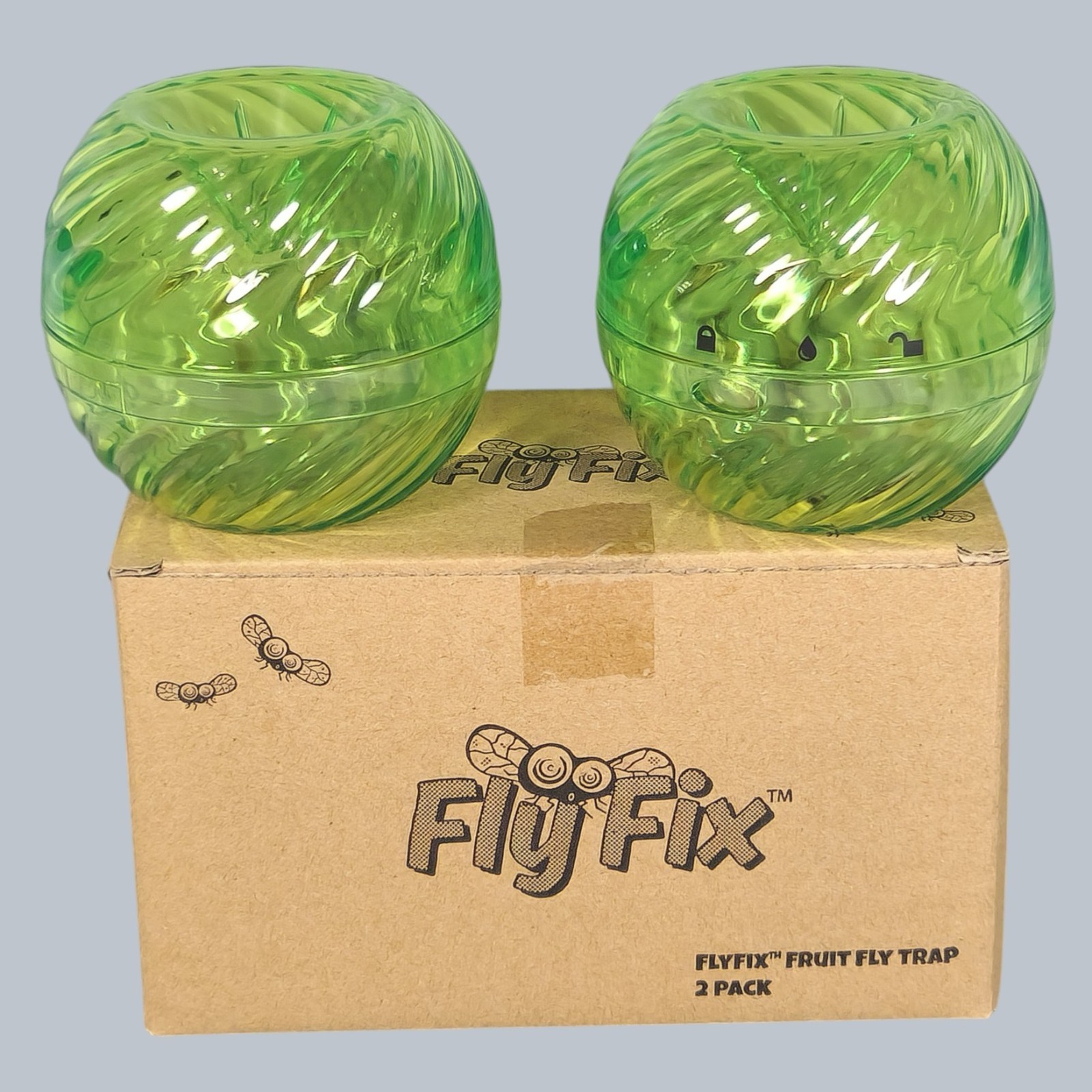 4 Pack FlyFix Fruit Fly Indoor Traps Pink & Green