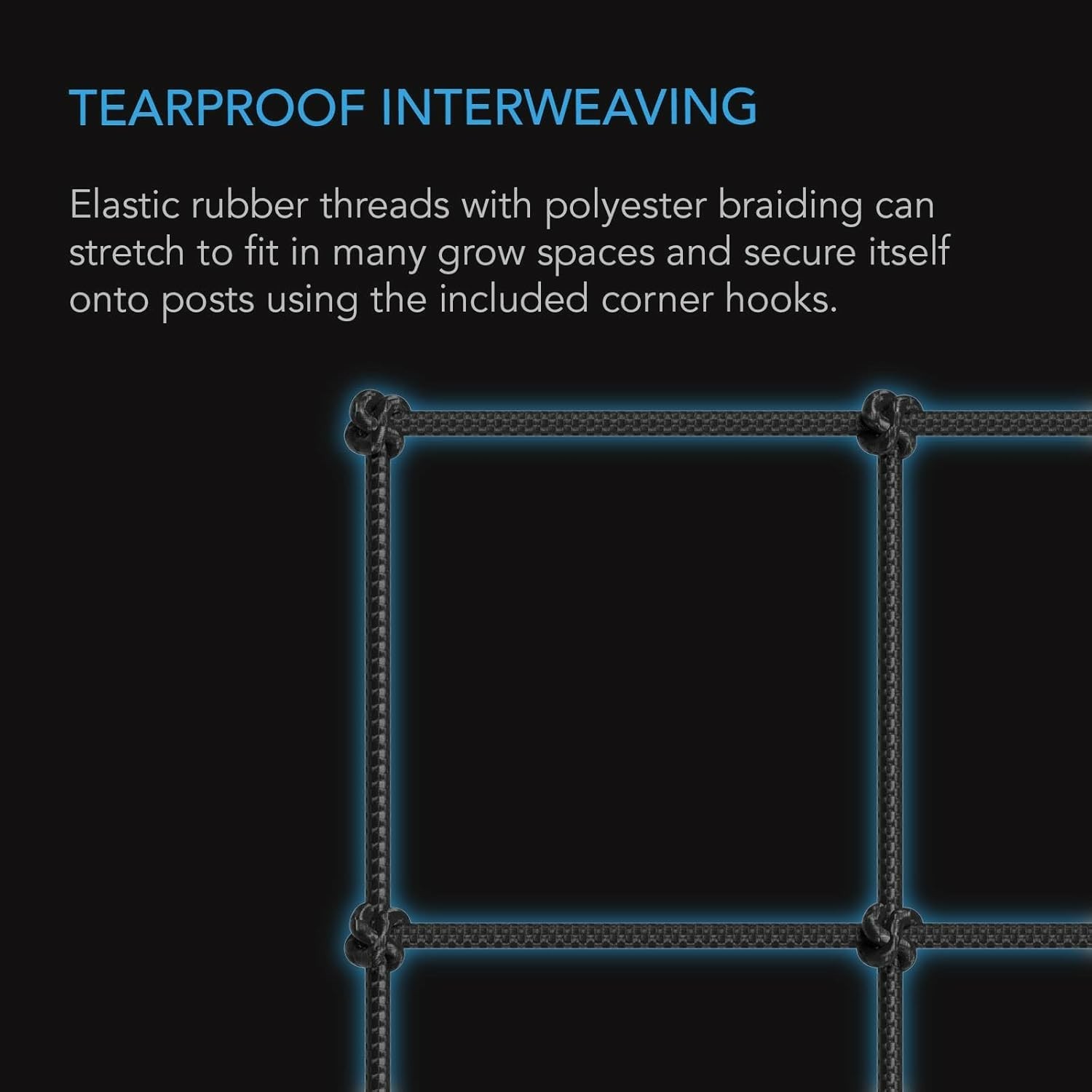 Flexible Hydroponics Trellis Netting 5x5 with Steel Hooks for Secure Support