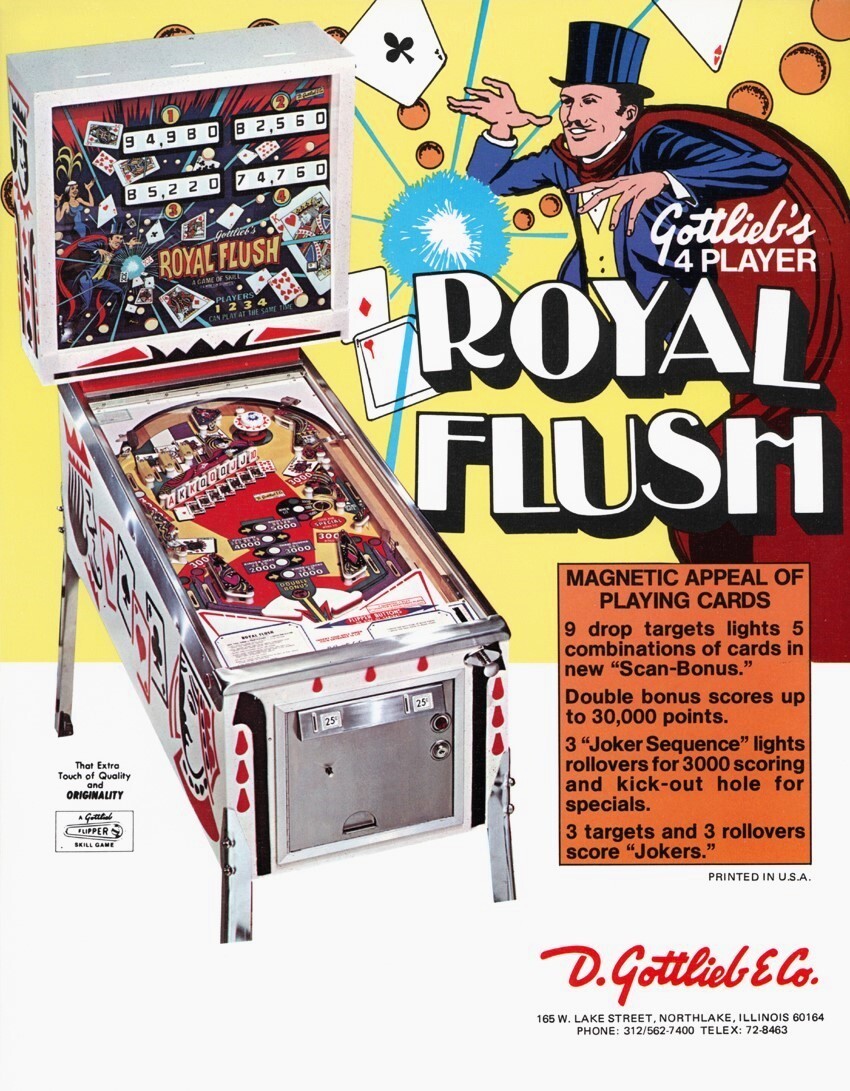 1976 Gottlieb Royal Flush Pinball Machine Rubber Ring Kit
