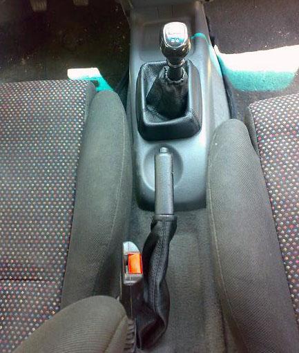 Opel Corsa B genuine black leather gearbox and brake headset