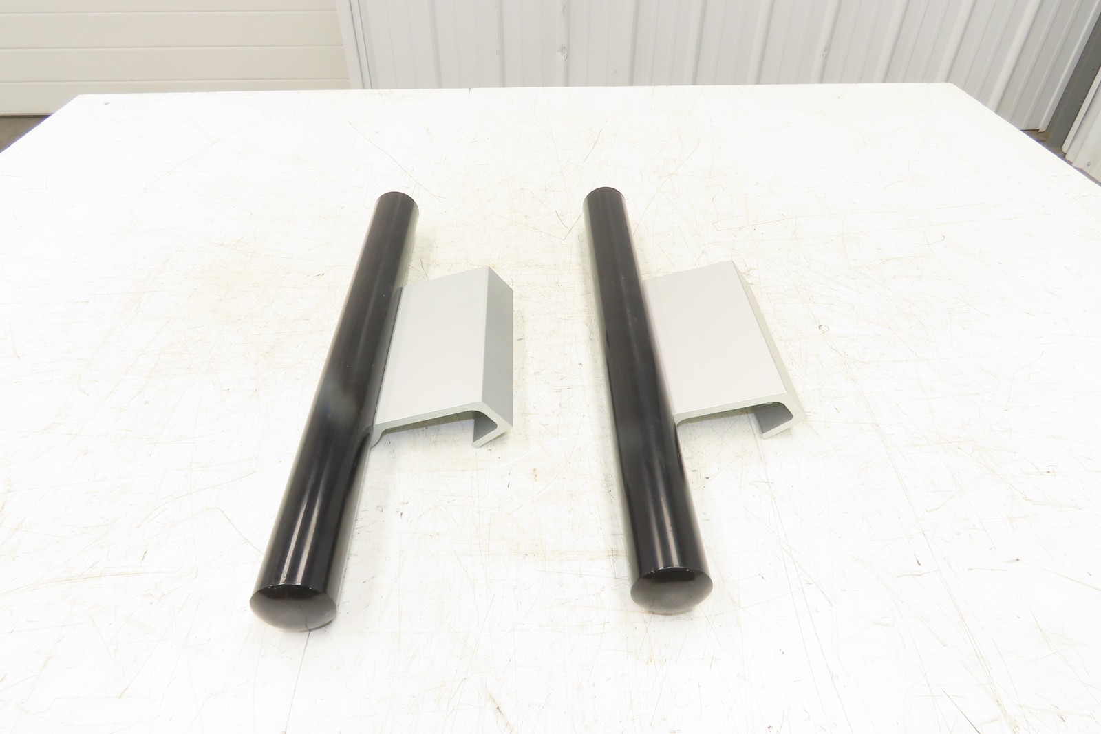 Outside Door Push Pull Handle 16" Long Black Silver Aluminum Plastic Lot of 2