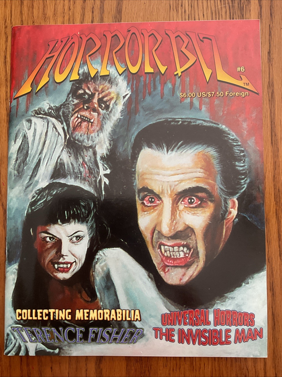 HORROR BIZ MAGAZINE #6 Terence Fisher Invisible Man Cover By Russ Jones