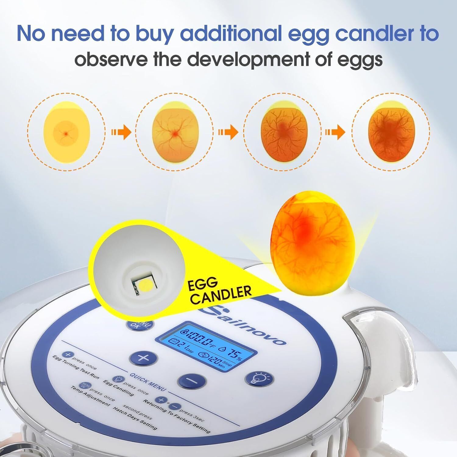 18 Egg Poultry Incubator for Hatching Eggs Chick Automatic Turning &Stop Display
