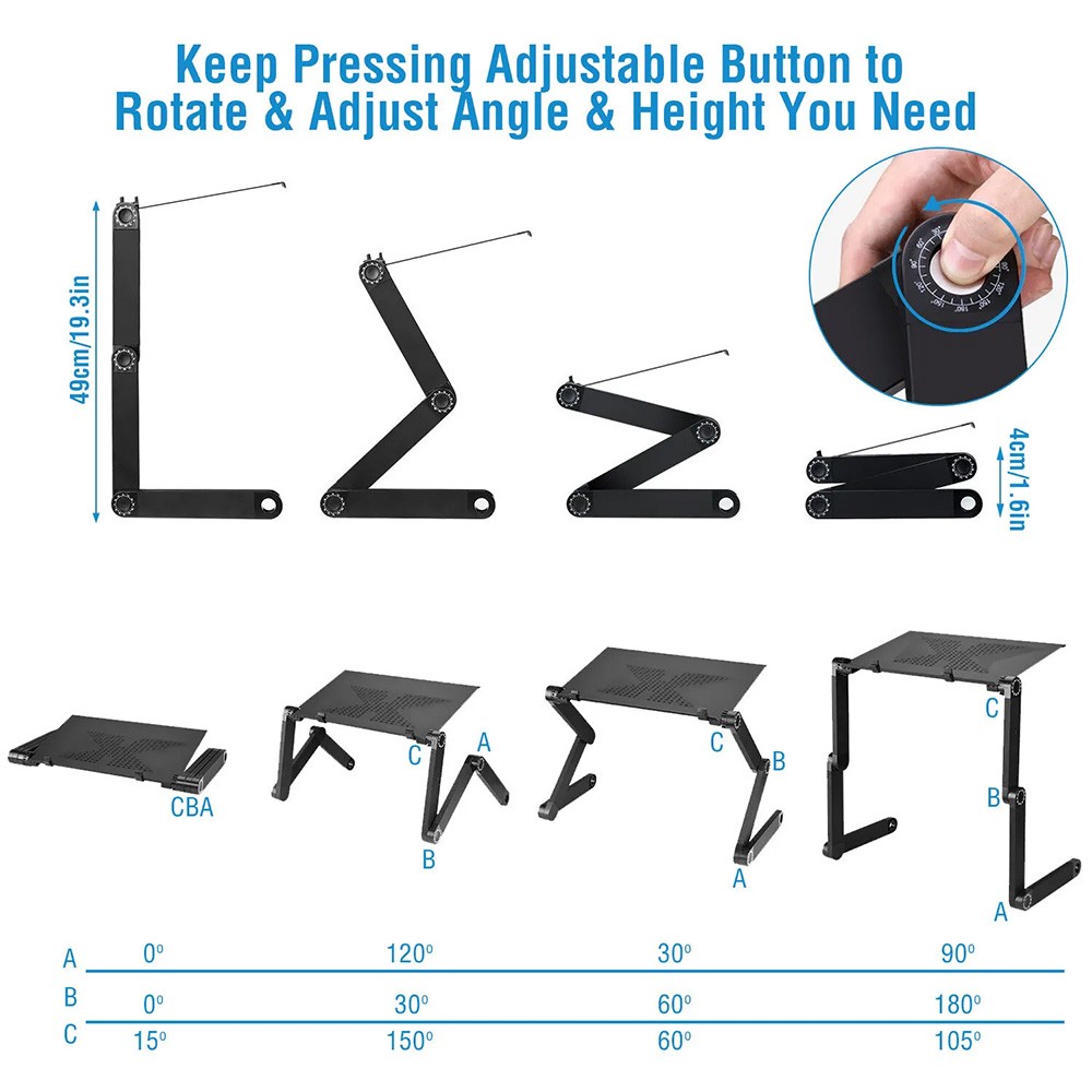 New 360° Adjustable Laptop Table Stand Lap Sofa Bed Tray Computer Notebook Desk