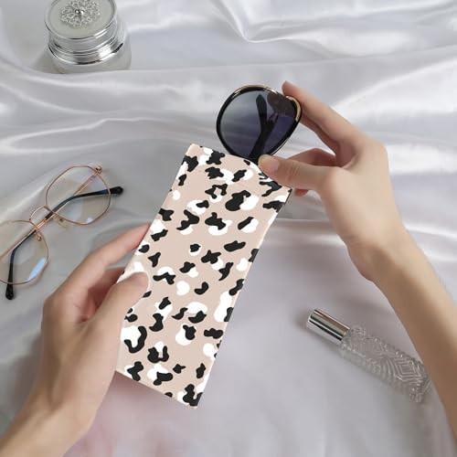 2Pcs Sunglass Eyeglass Glasses Case Soft PU Leather with Leopard Print a