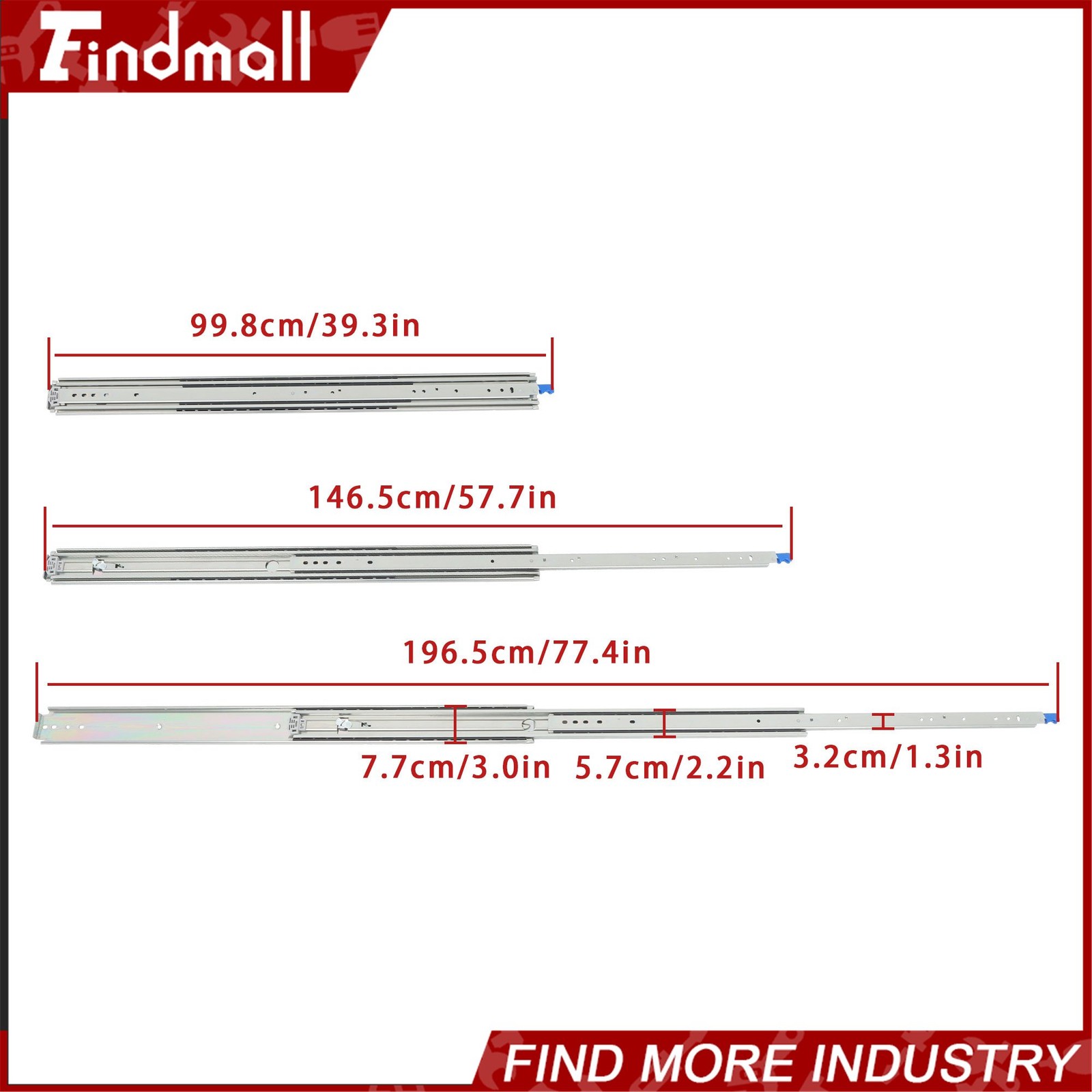Findmall Heavy Duty 38" Drawer Slides w/Lock 500lb - Full Extension Ball Bearing