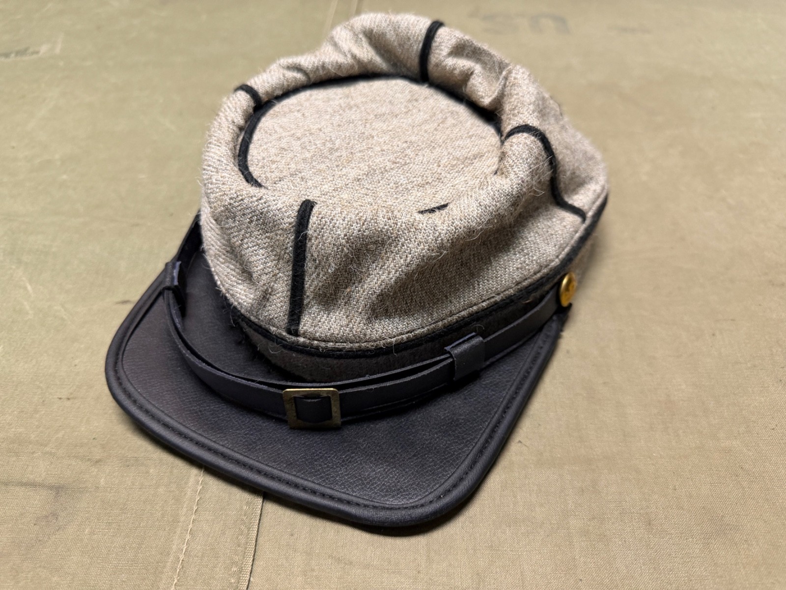 CIVIL WAR CONFEDERATE CSA INFANTRY JEAN WOOL LIEUTENANT OFFICER KEPI CAP-XLARGE