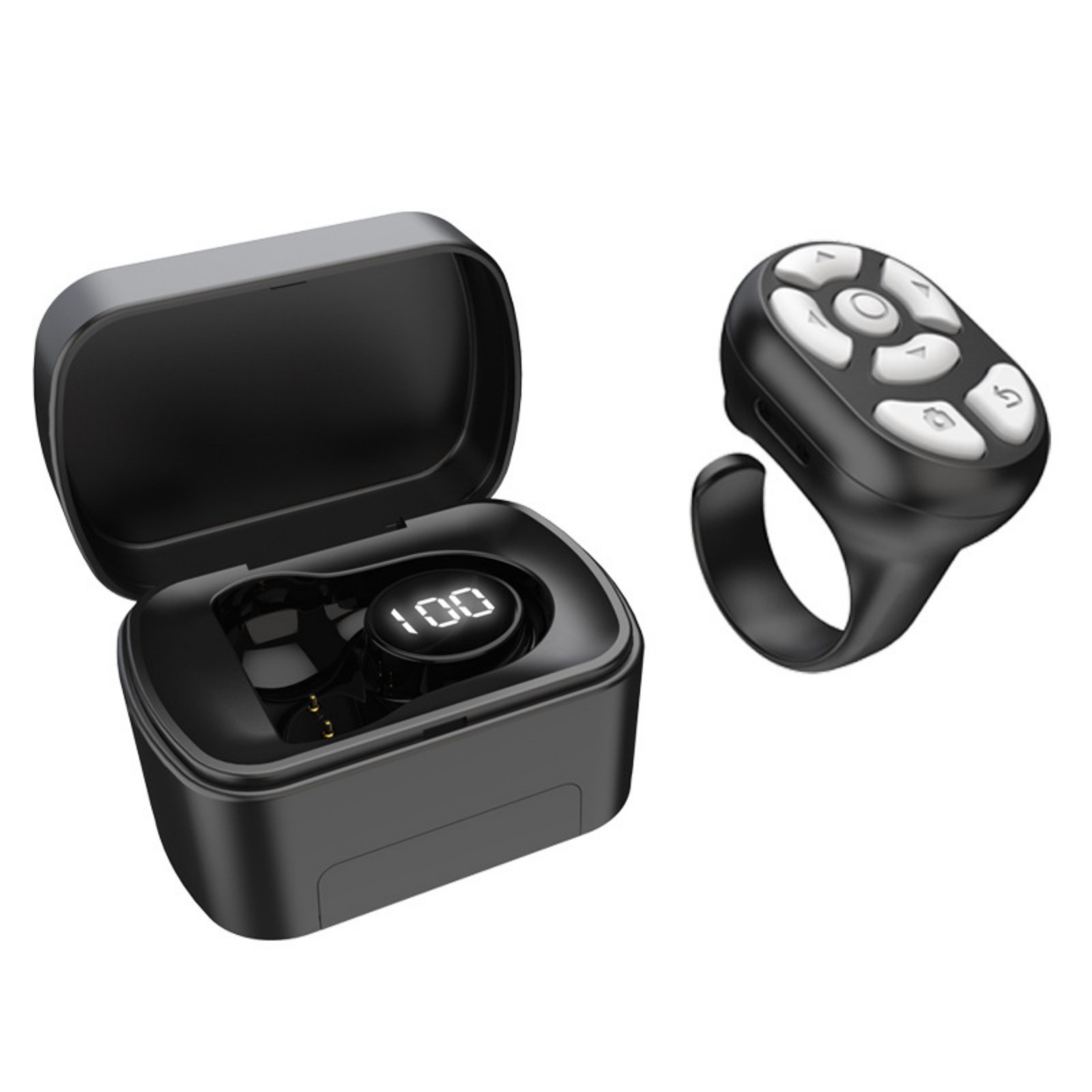 Black Remote Control Scrolling Ring With Charging Compartment Versatile Tool
