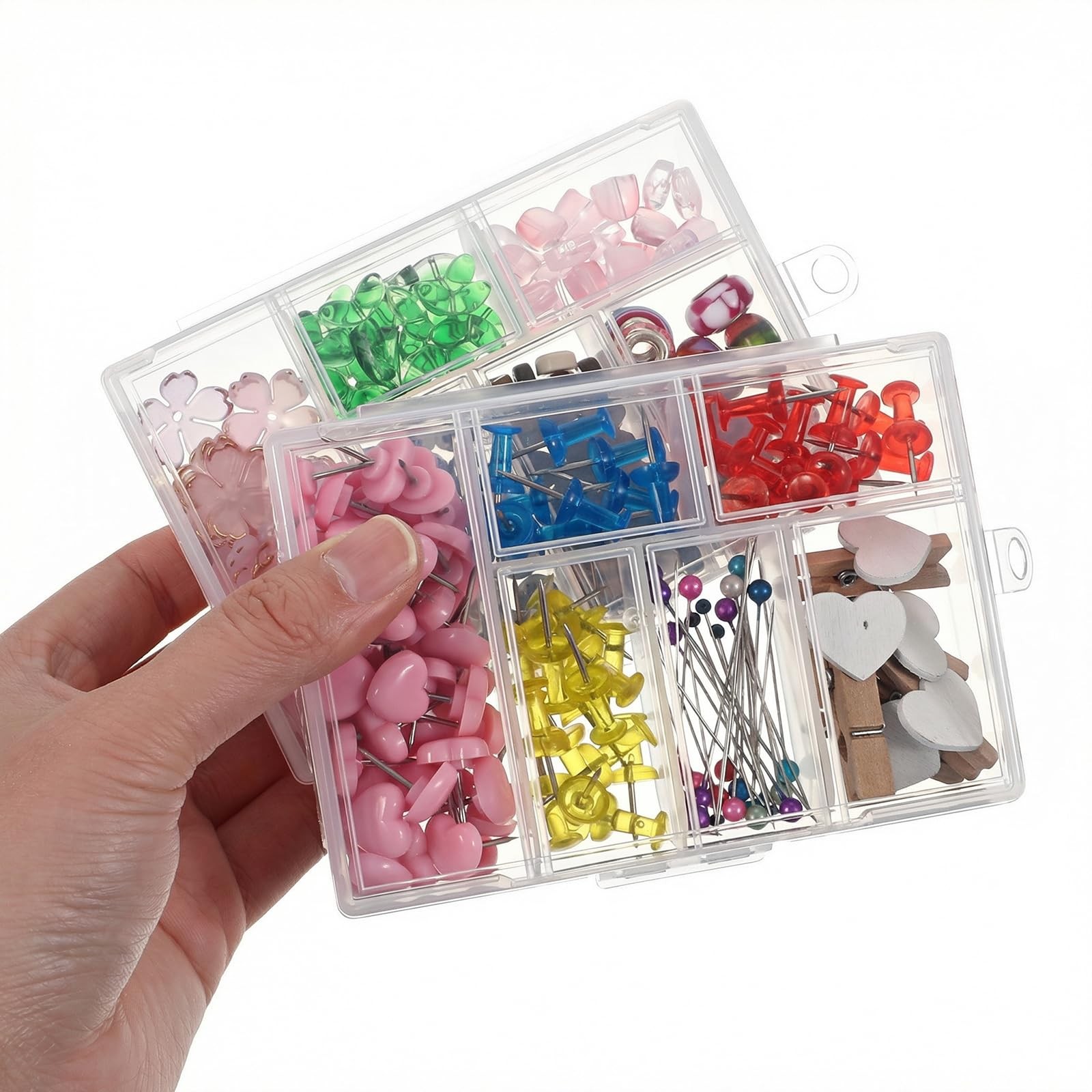 2Pcs Plastic Organizer Box with Dividers, 6 Grids Mini Organizer Clear Small ...