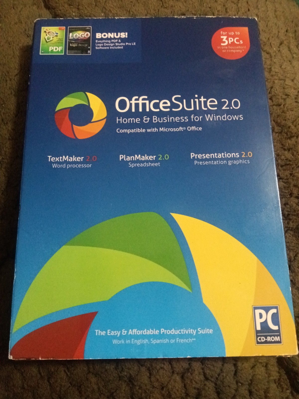 Office Suite 2.0 Home & Business for Windows PC CD-ROM 3 Programs Sealed