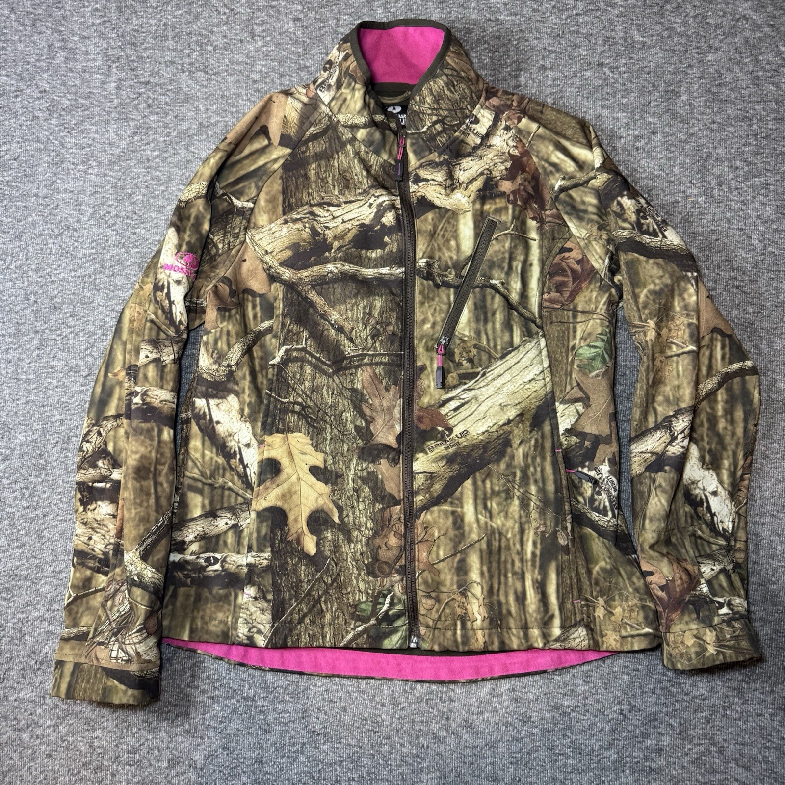 Mossy Oak Camo Jacket Womens M Full Zip Infinity Break Up Pink Lined Hunting