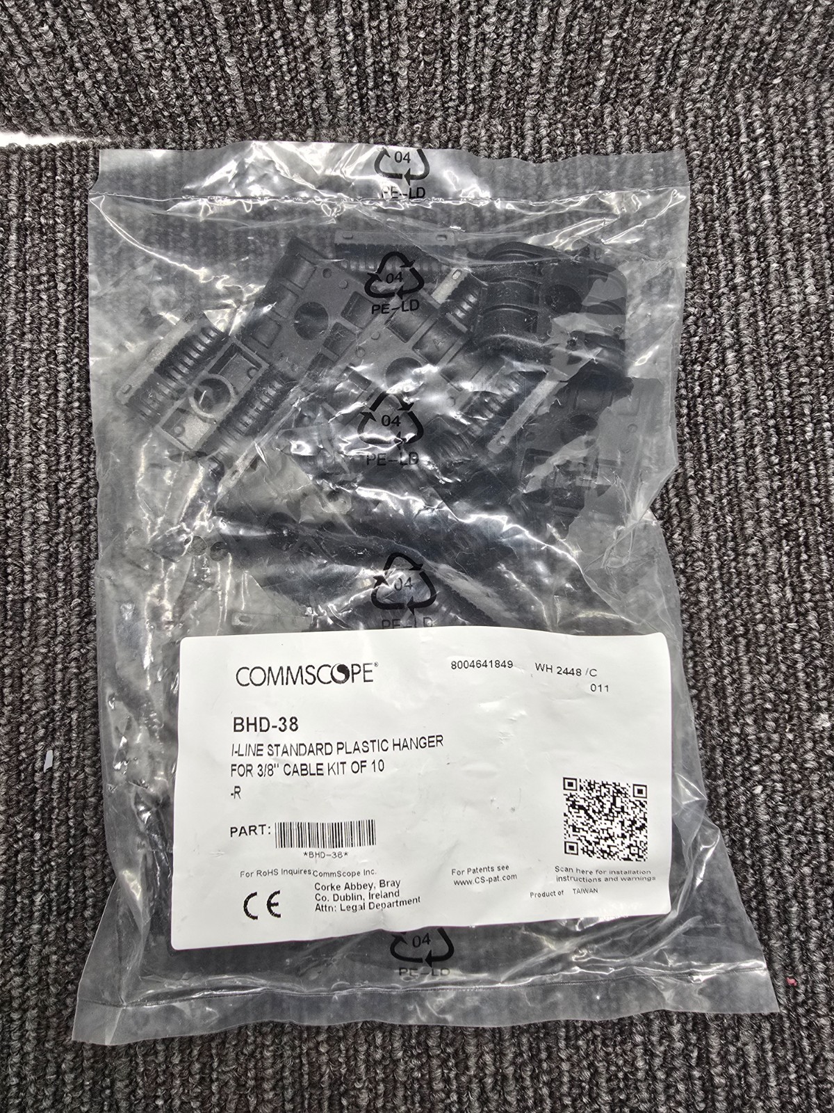 (QTY 10) CommScope BHD-38: I-Line Standard Plastic Hanger For 3/8" Cable