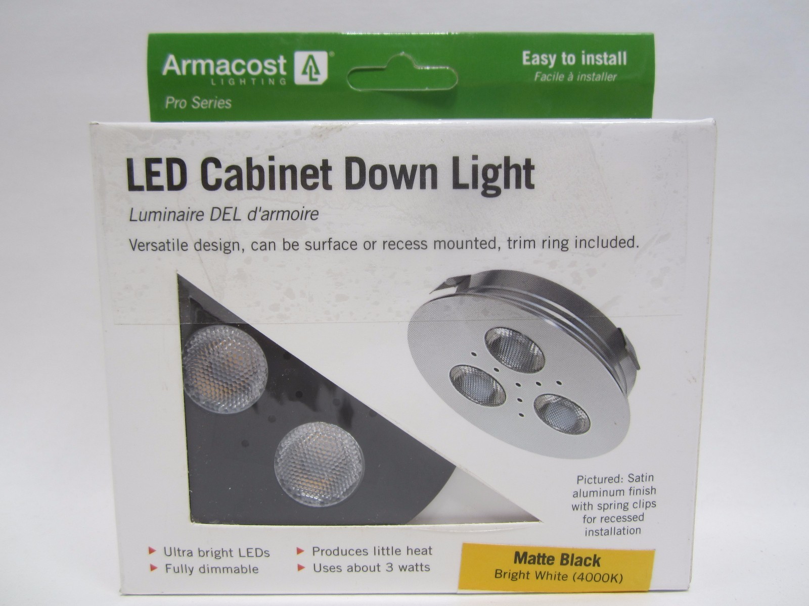 Armacost Lighting Pro-Grade Black LED Satin Bright White Dimmable Puck Light
