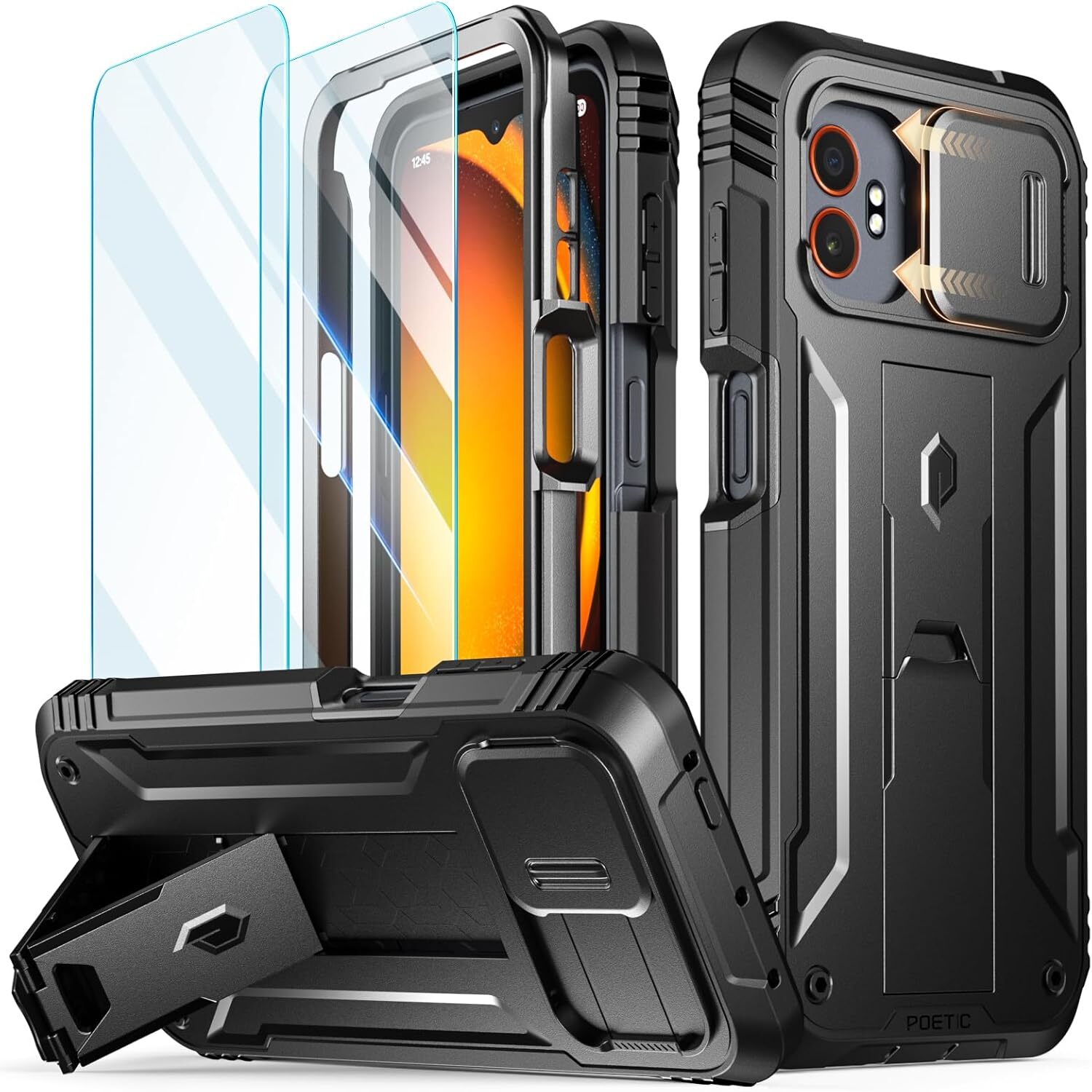 Poetic For Galaxy Xcover 7 / 7 Pro 5G Case With Kickstand Built-in Screen Black