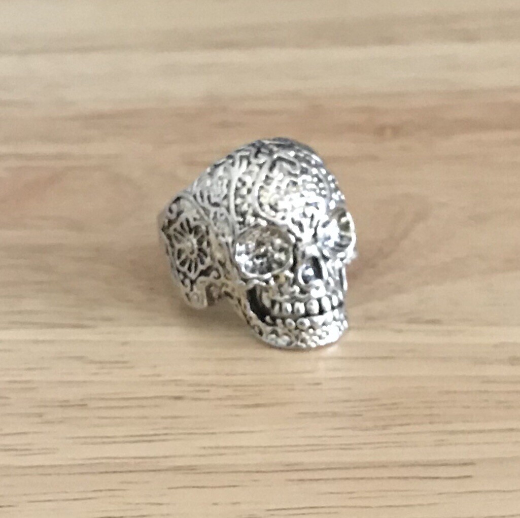 Tibetan Silver Skull Face Ring