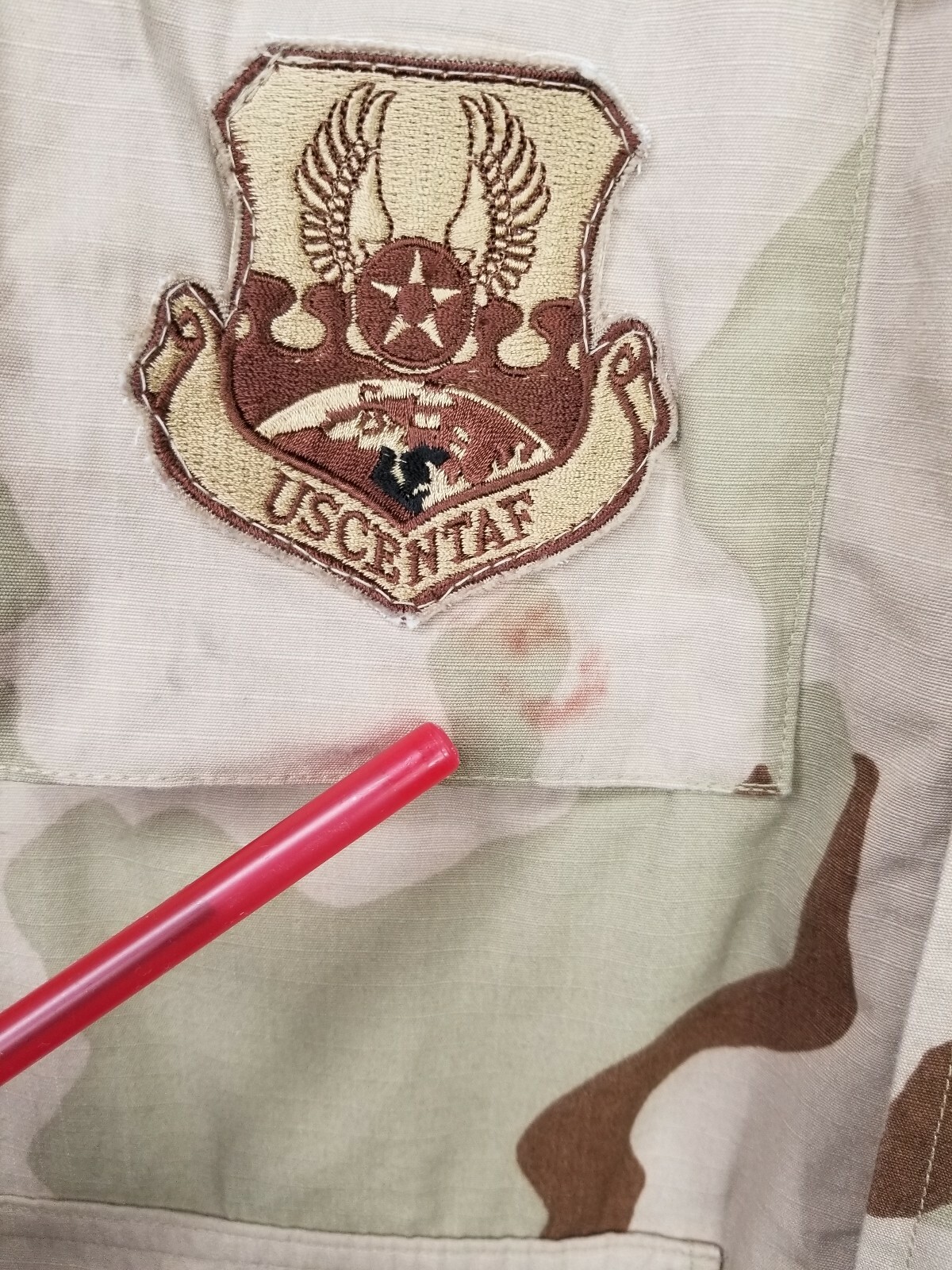 USAF Air Force Desert Camouflage Jacket USCENTAF Patch "chocolate chip" Medium