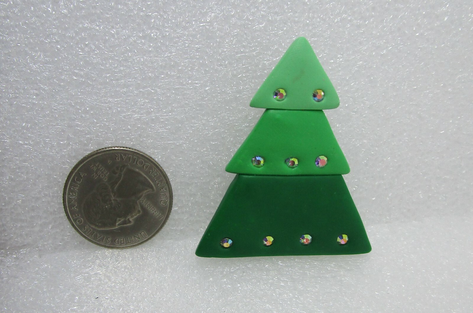 Gone Troppo Handcrafted Clay Christmas Tree w/ Rhinestones Pin