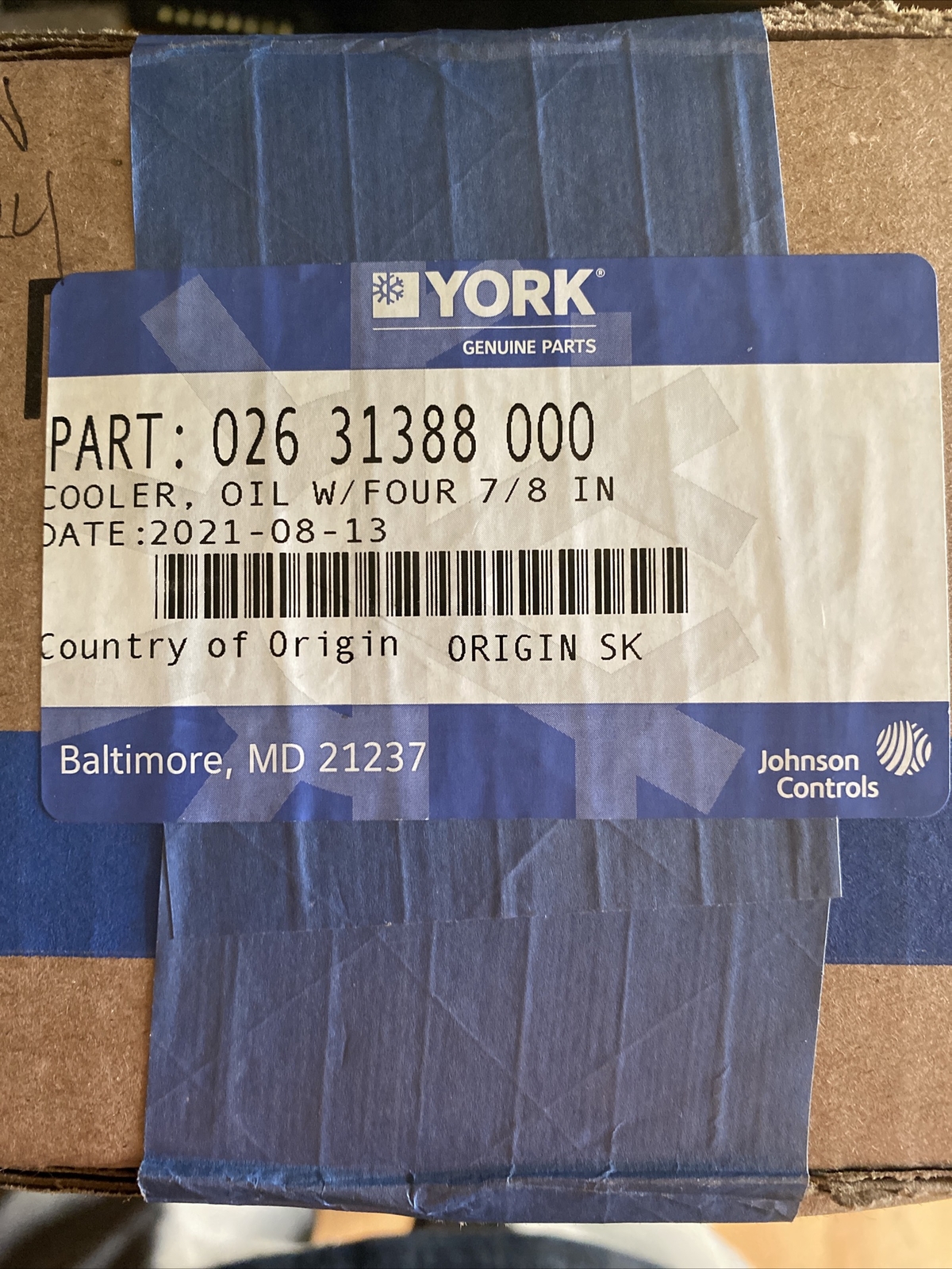 02631388000 york oil cooler New In Box
