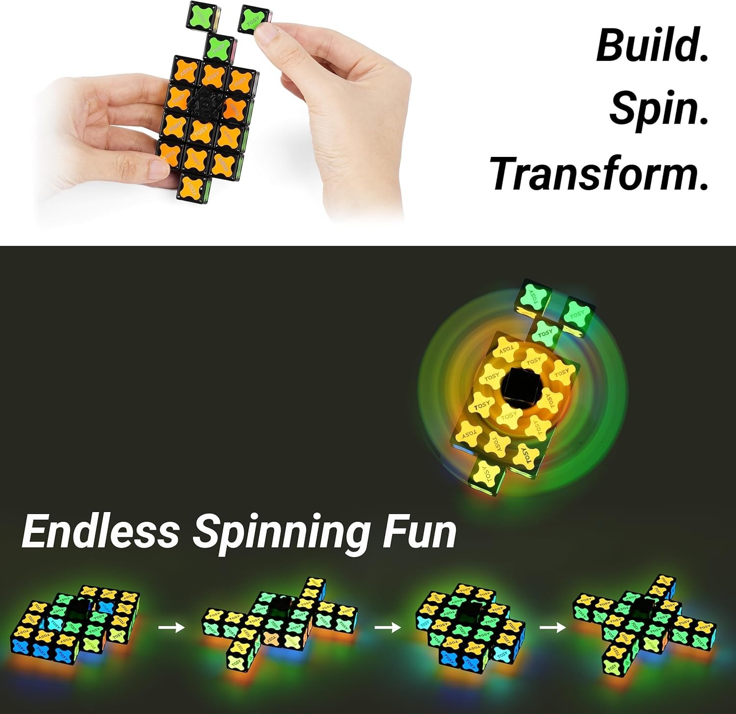 2-Pack Creative Fidget Spinner with UV Flashlight for Glowing Designs