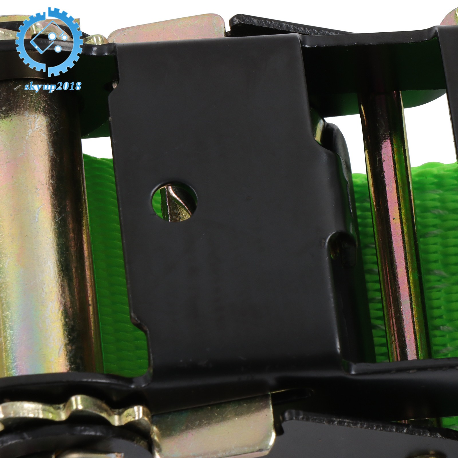Green Wheel Chock And 6ft Ratchet Strap Kit For E Track System ATV UTV Tractors