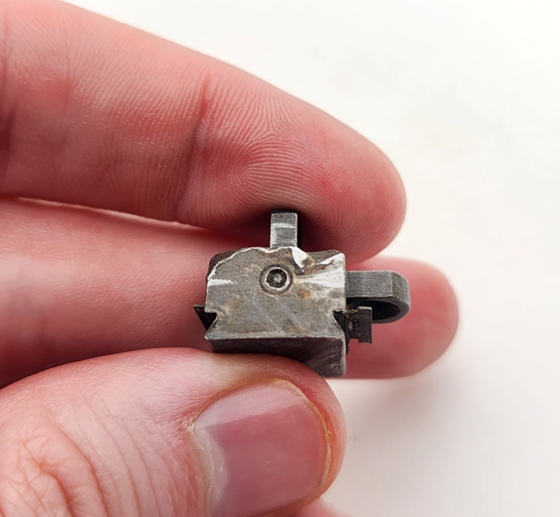 Original USGI M1 Carbine Square "S" Stamp Rear Flip Sight (Damaged Corners)