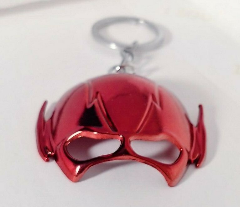 DC Comics The Flash Mask Keychain Gloss Red Flash Mask Metal Keyring Cosplay New