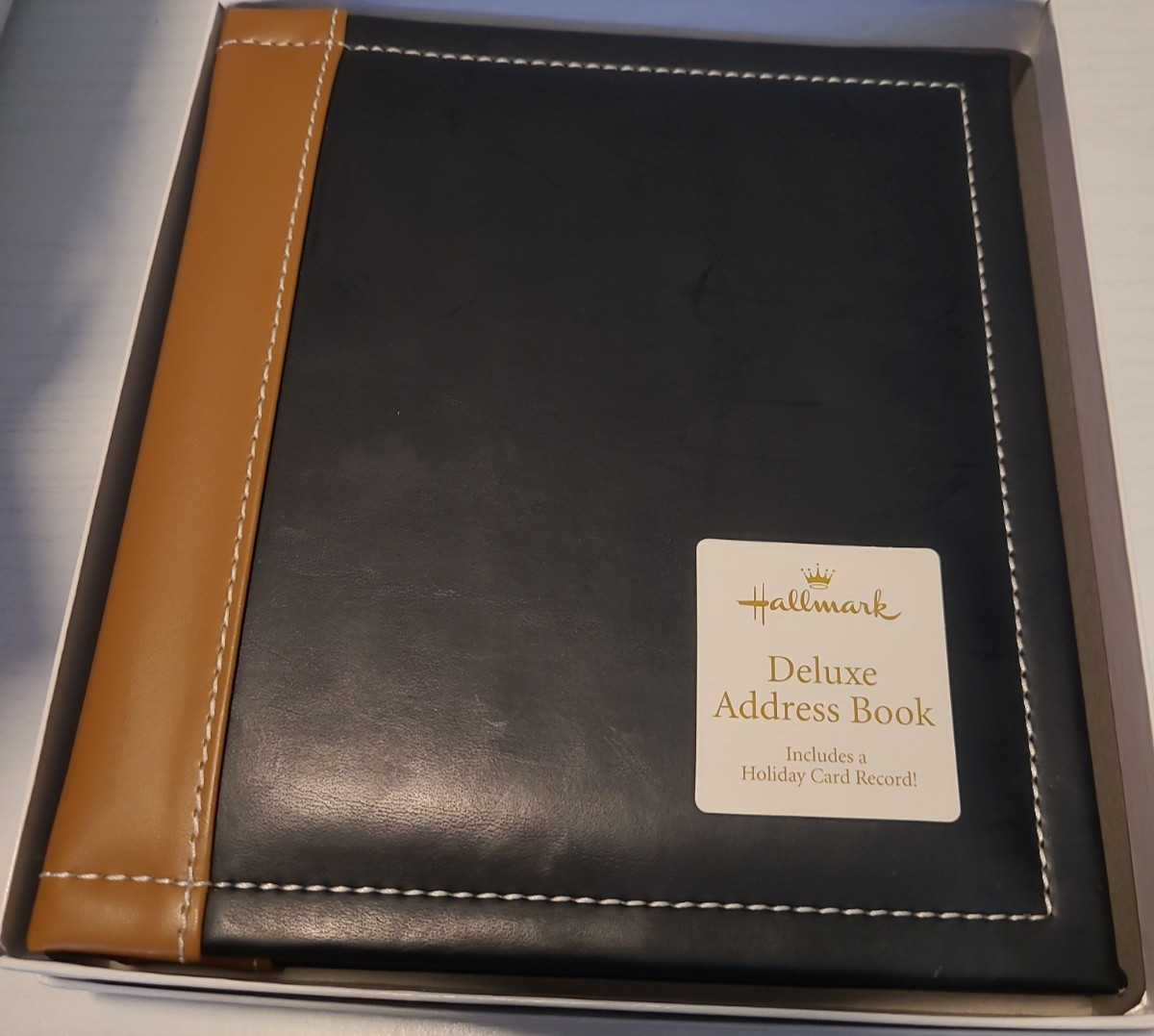 Vtg Hallmark Brown & Black Faux Leather 6-Ring Binder Address Book Organizer NEW