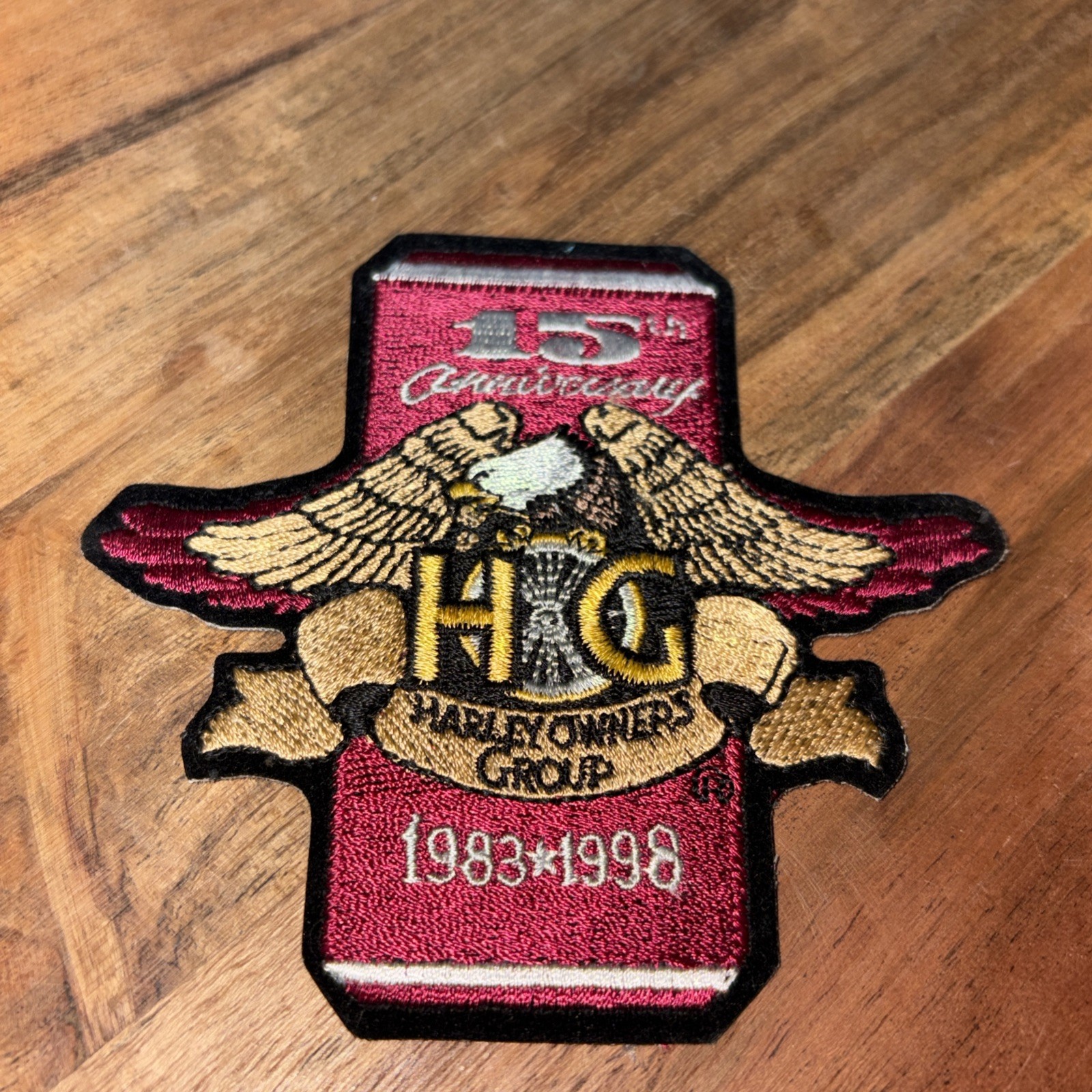 ⭐1983-1998 HARLEY DAVIDSON OWNERS GROUP HOG 15th ANNIVERSARY VEST JACKET PATCH