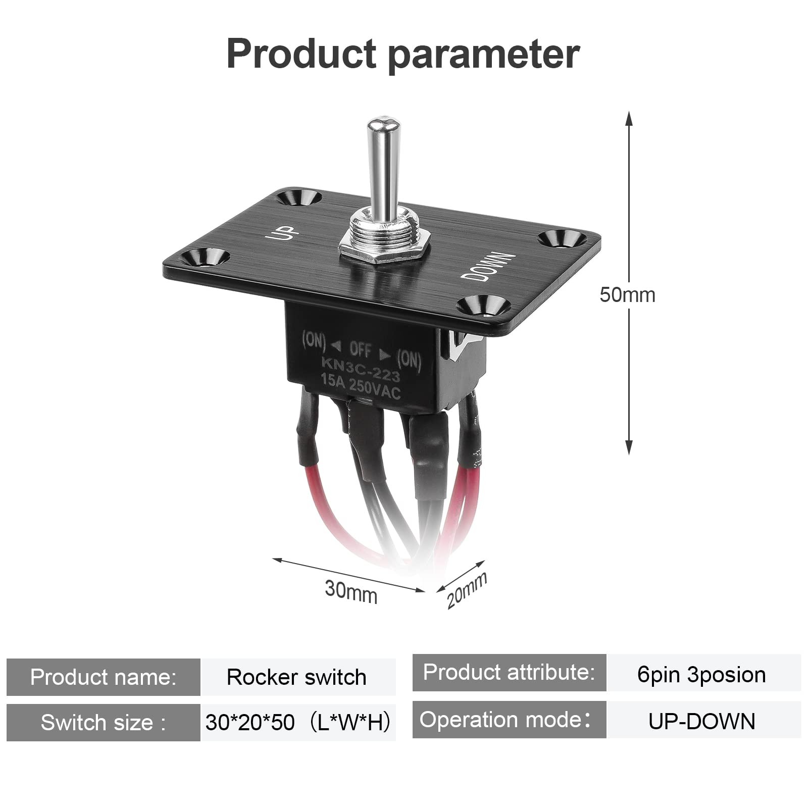 GUETNEU Button Switch Rocker Toggle Self Reset Up-Down, Up-Down