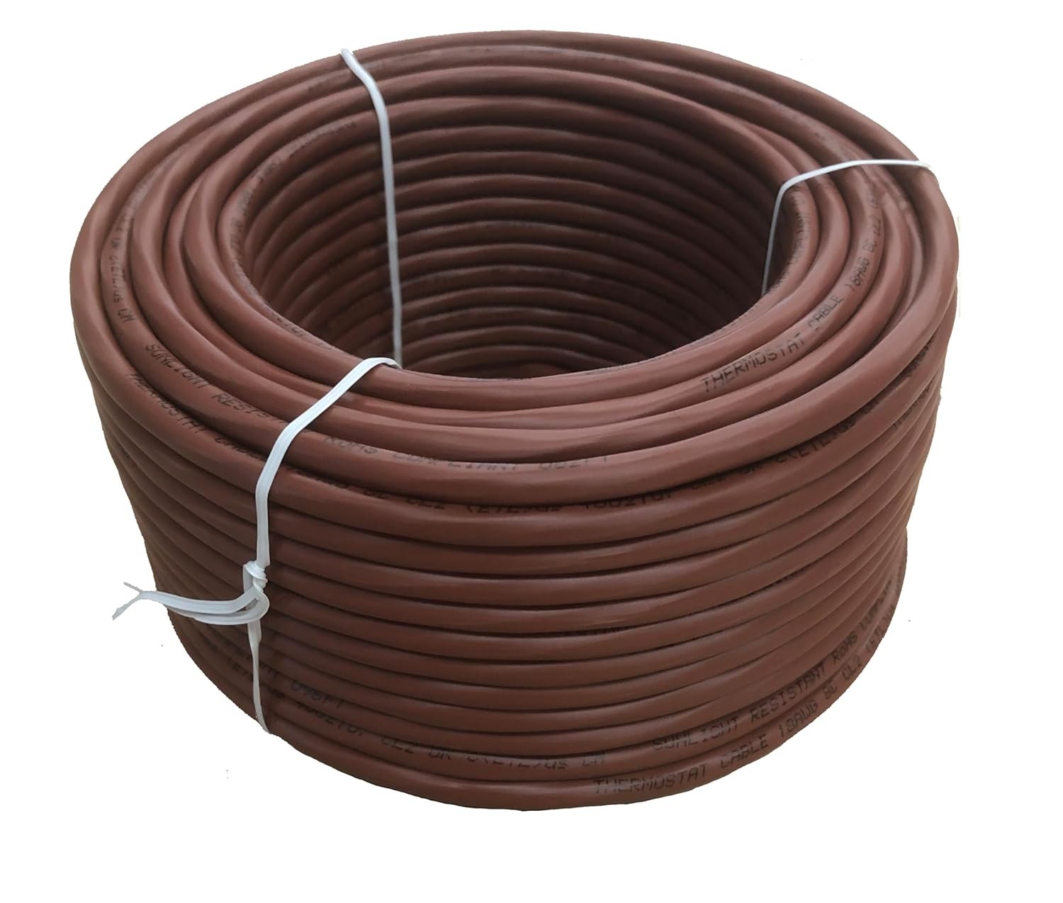 18/6 100ft Thermostat Wire - Solid Copper 18 Gauge - CL2 - Power 100ft, brown