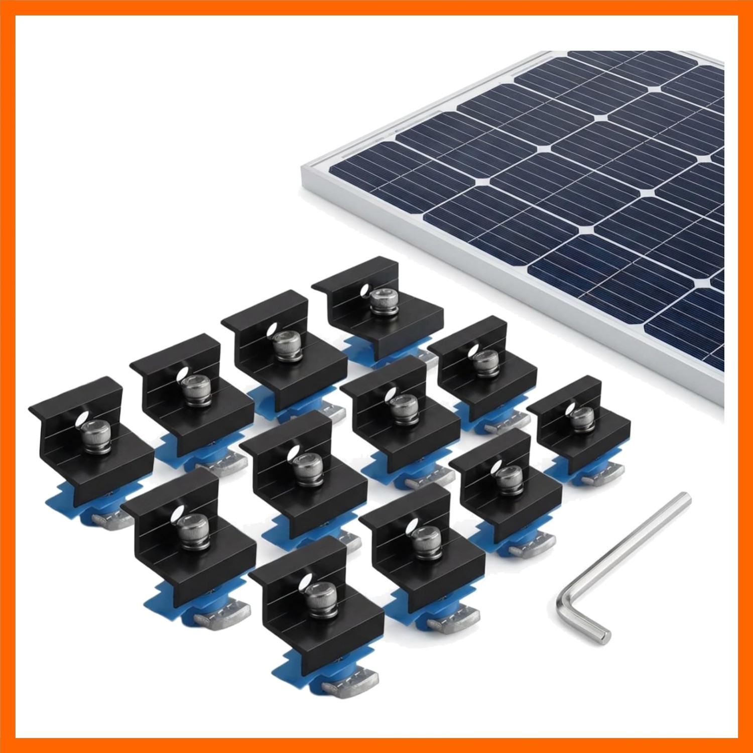 12-Pack Black Aluminum 30mm/35mm Solar Panel End Clamps for Standard Unistrut...