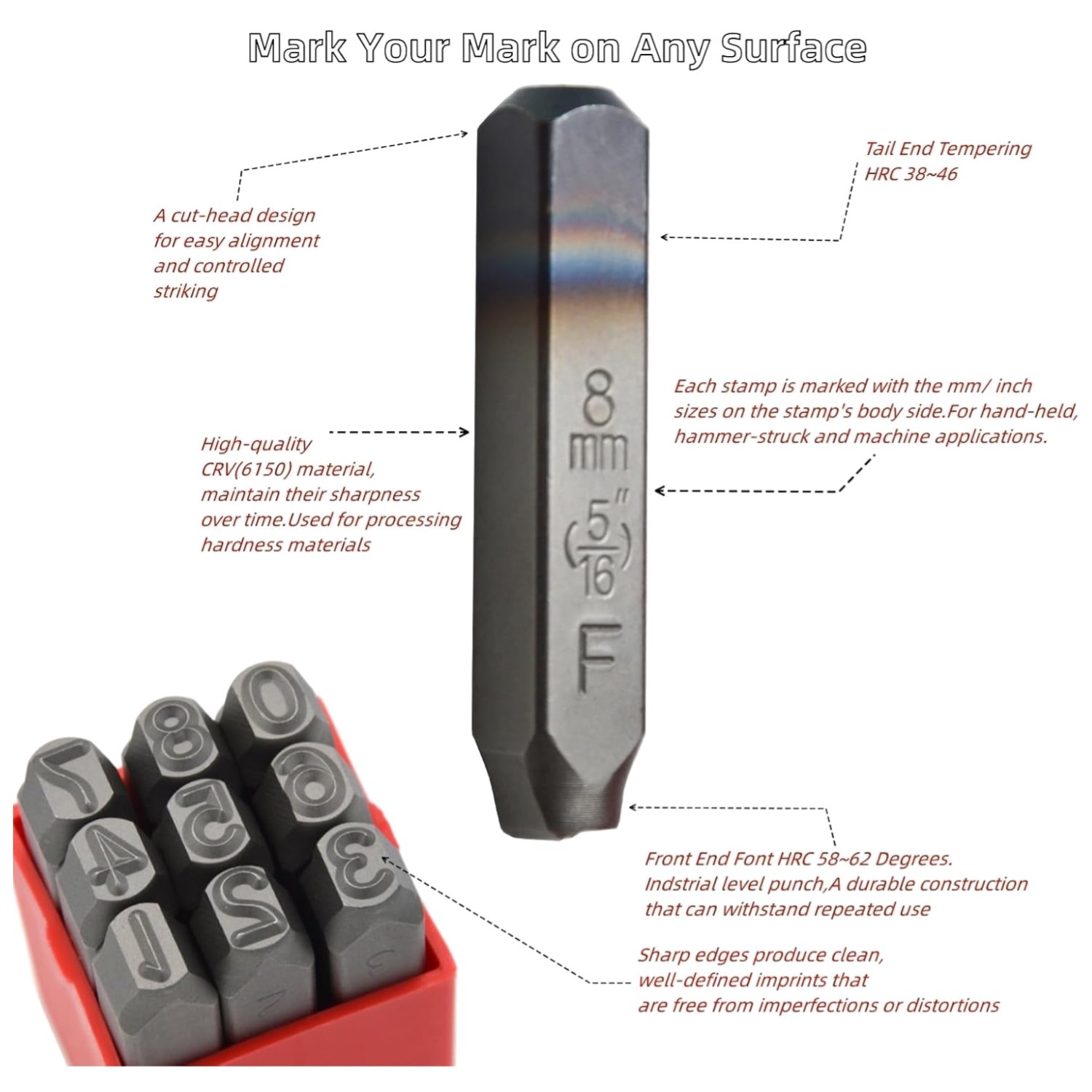 Heavy Duty Steel Stamp Uppercase Letters and Number Kit
