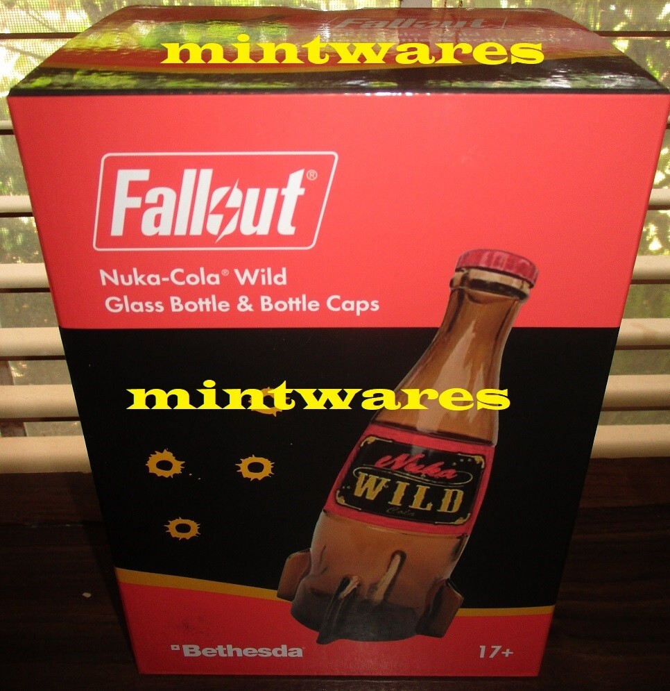 Fallout Nuka Cola Wild Glass Rocket Bottle & 10 Caps Official NEW