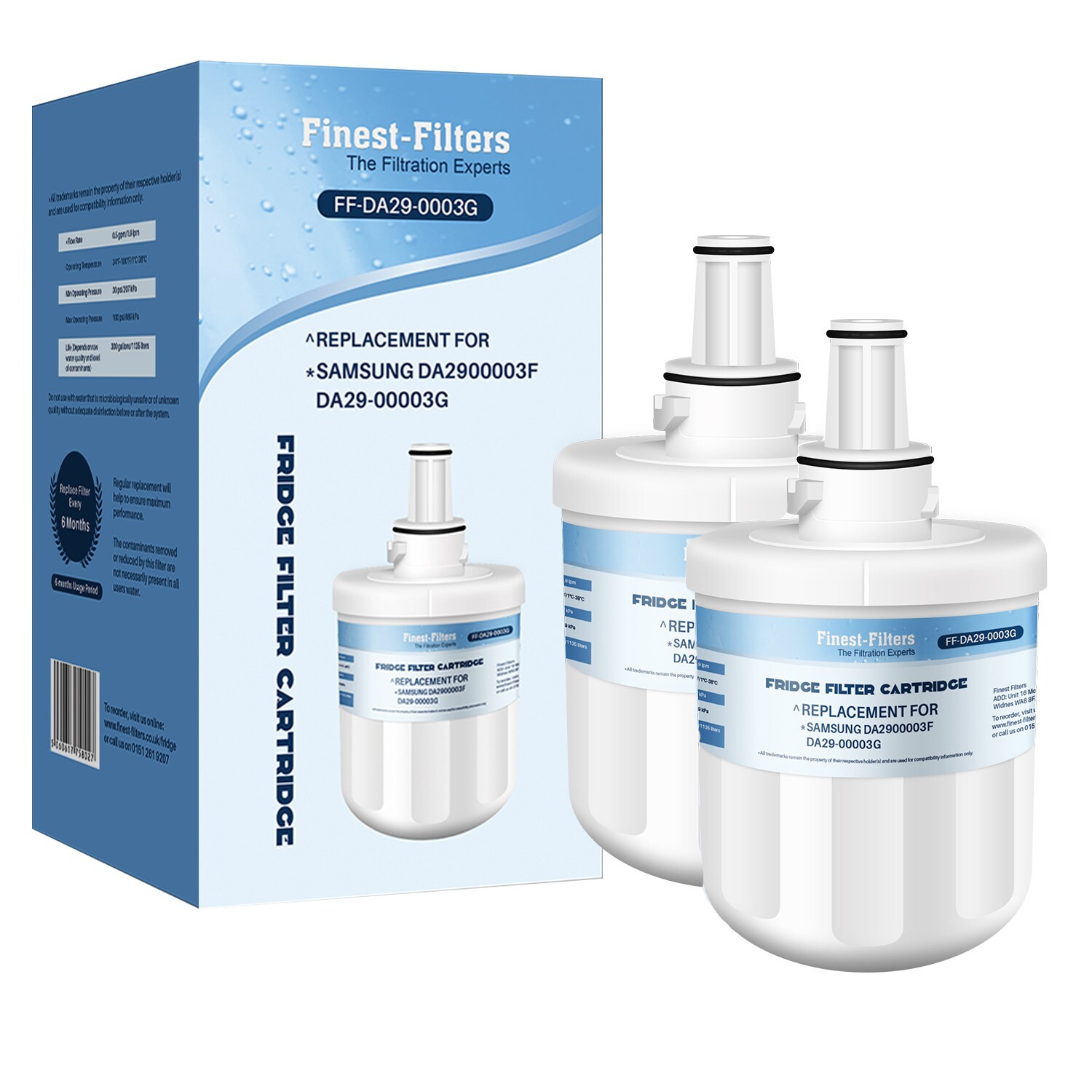 2 x Water Filter Cartridge For Samsung Aqua Pure Plus Fridge Freezer DA2900003F