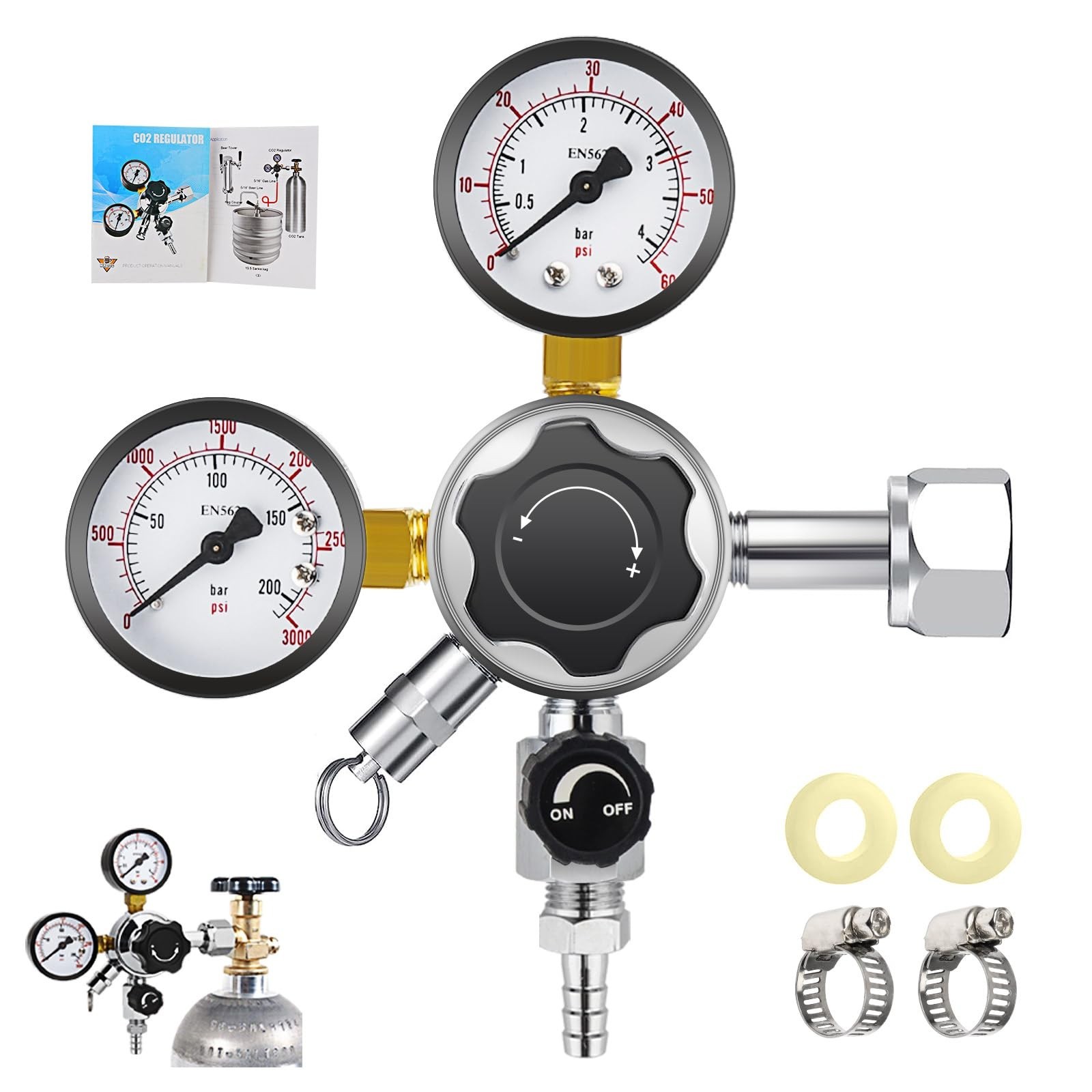 MRbrew Keg CO2 Regulator, Kegerator Regulator CGA-320, 0-60 PSI Working Press...